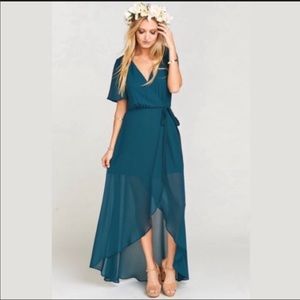 Show Me Your MuMu Sophia Wrap Dress in Jade.